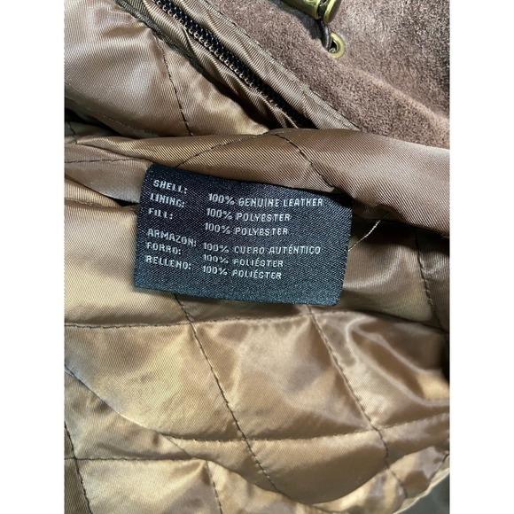 BGSD Womens Brown Suede Parka Jacket Fur Trim Hood Quilted Lined Coat M - Picture 16 of 16